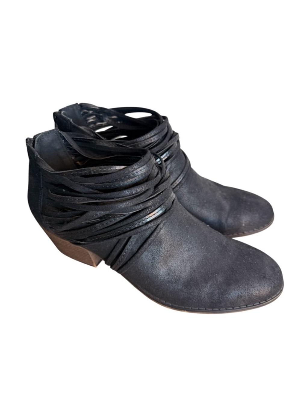 FERGALICIOUS Black Barley Bootie Ankle Boot Strappy Chunky Size 10